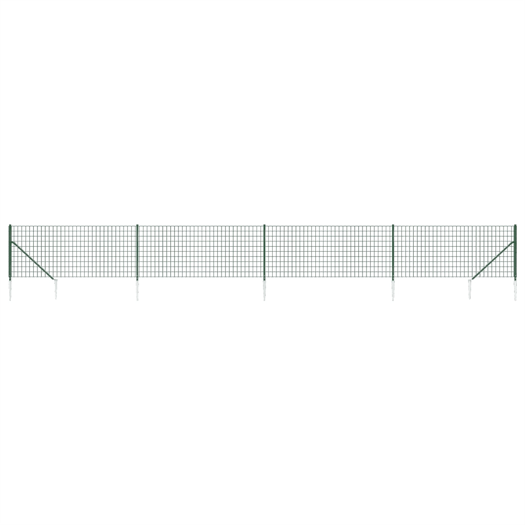 Recinzione Metallica con Picchetti Ancoraggio Verde 1,1x10 m 154114