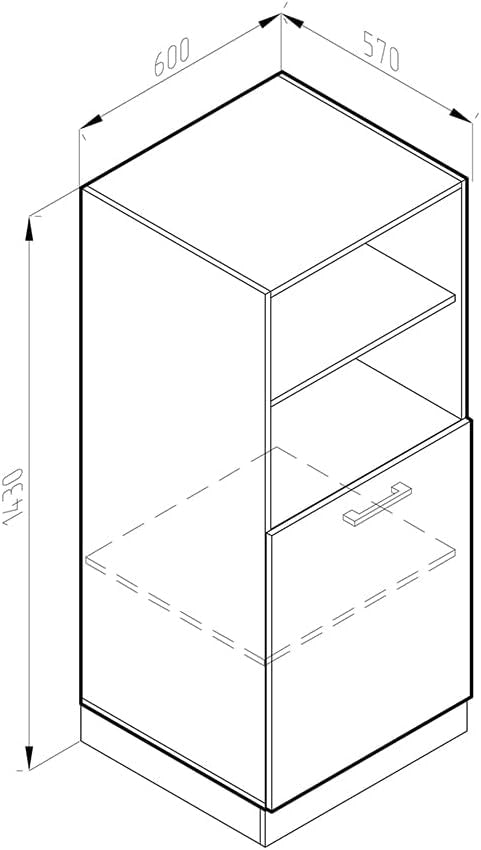 Mobile per forno da incasso R-Line, Bianco lucido, 60 cm, per la libera combinazione all'interno di sistemi cucina modulari