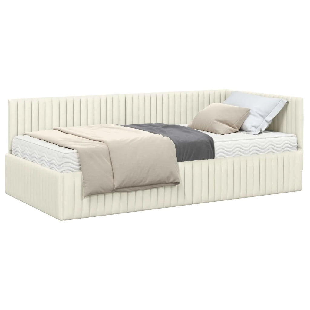 Struttura Letto Angolare con Materasso 2 pcs Crema Velluto 3393835