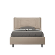 Letto 1 Piazza E Mezzo 120x210 cm con Rete e Contenitore Imbottito in Similpelle Annalisa Large Tortora