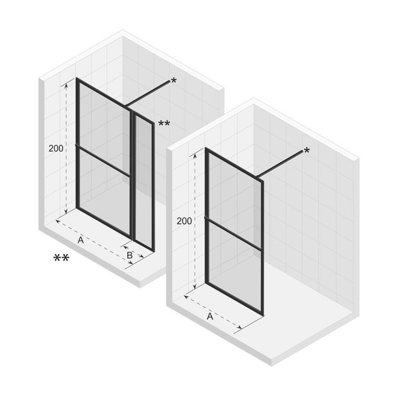 Parete doccia walk-in LUCID 400 RIHO 90x200 cm