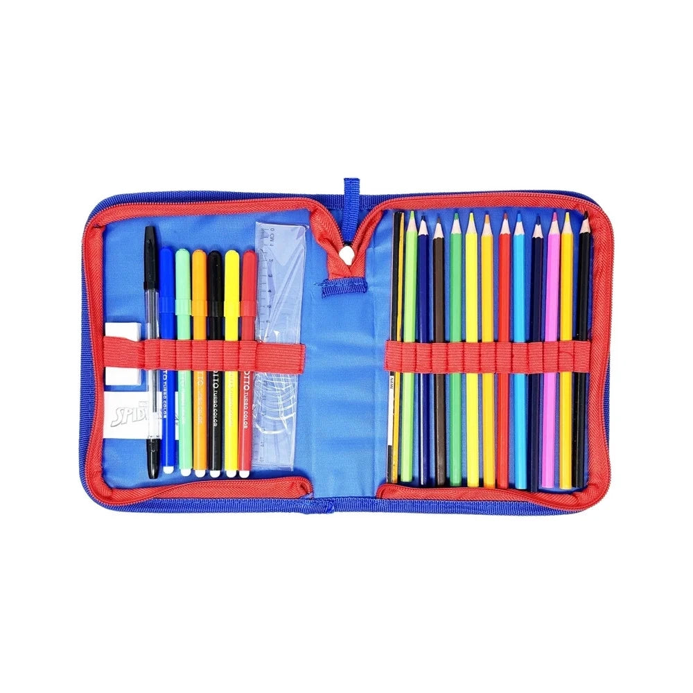 Trade Shop - Astuccio A 1 Zip Cerniera Riempito Grafica Spiderman Con Cancelleria Scuola Bambini 958204 -