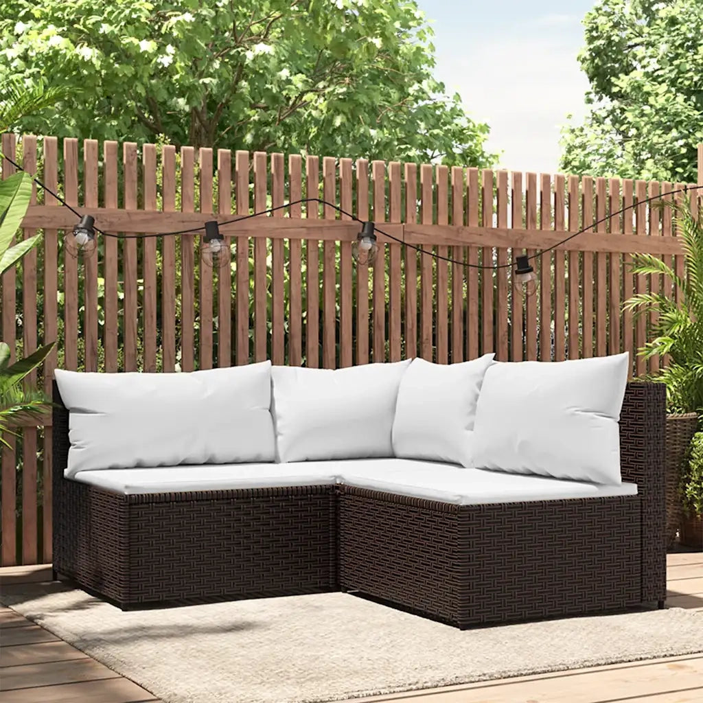 Set Mobili da Giardino 3 pz con Cuscini in Polyrattan Marrone CFW3196160