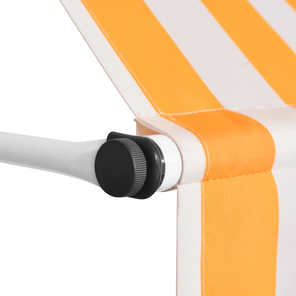 Tenda da Sole Retrattile Manuale-Tenda parasole per Patio 150cm Strisce Arancione Bianco