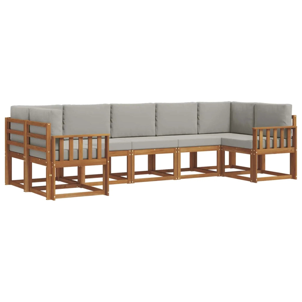 Set di divani da esterno 7 pcs Grigio Naturale e Chiaro 3366914