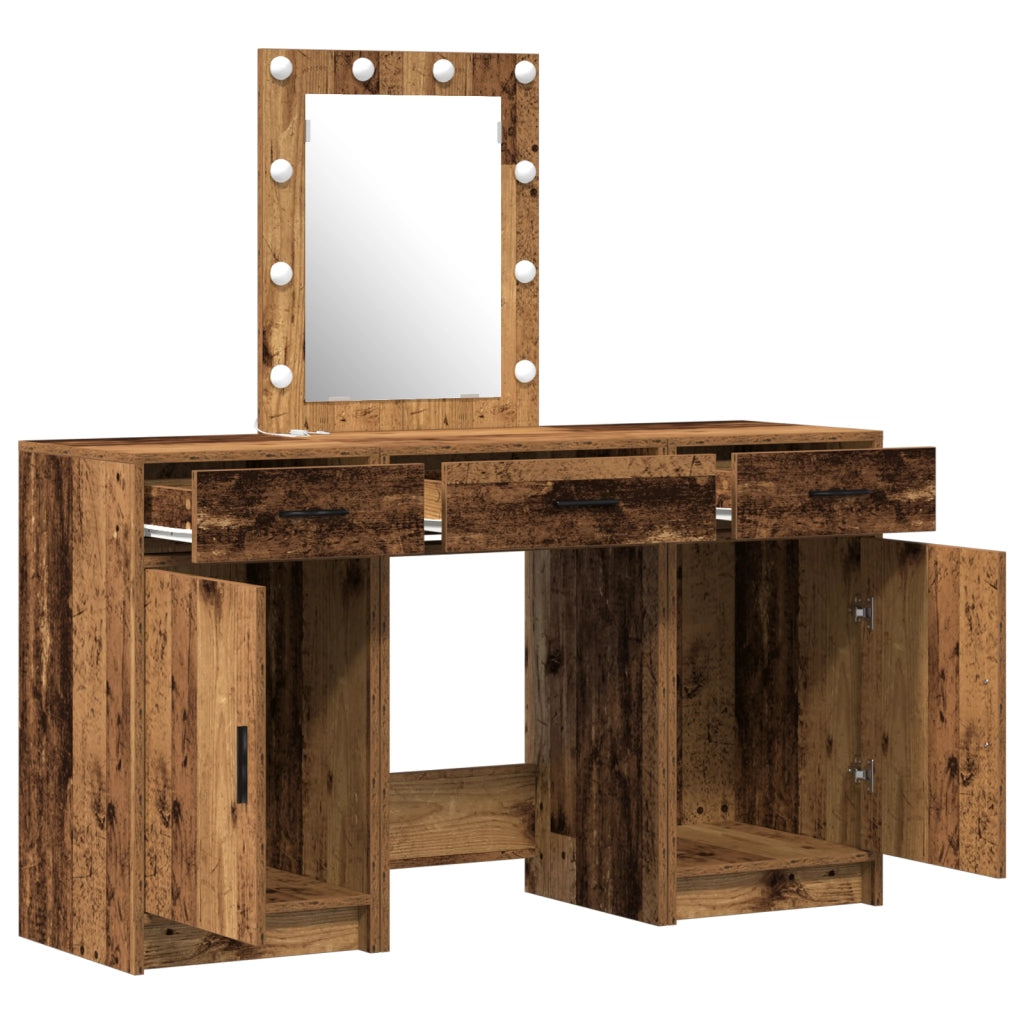 Set da Toeletta 3 Pezzi con LED in Legno Riciclato