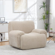 Poltrona con poggiapiedi 2 in 1 in ciniglia khaki chiaro