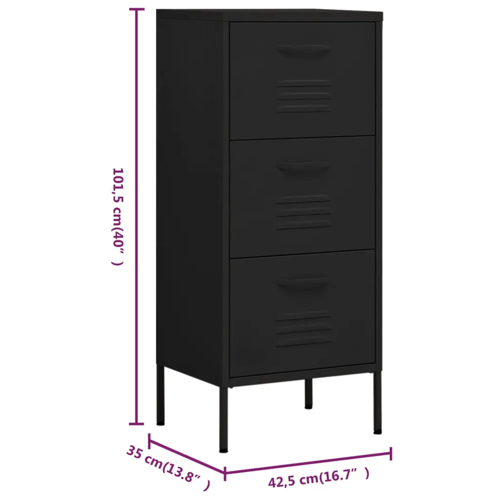 Armadietto Nero 42,5x35x101,5 cm in Acciaio 336187
