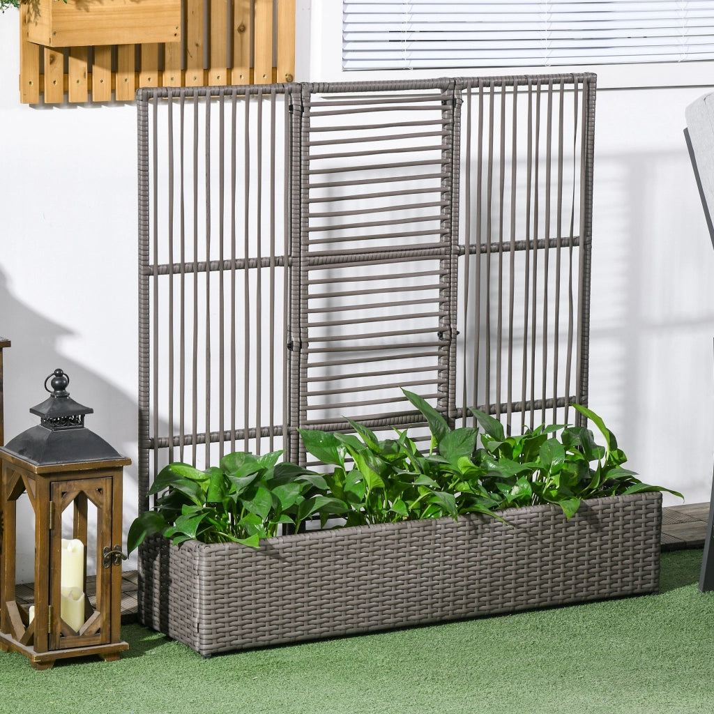Vaso per fiori con traliccio ¨C zephmum ¨C Polyrattan, grigio, 103x29x103 cm