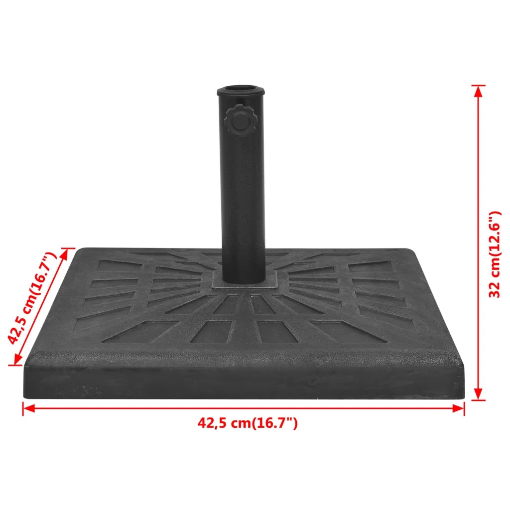 Base per Parasole-Base per ombrellone Quadrata in Resina Nera 12 kg