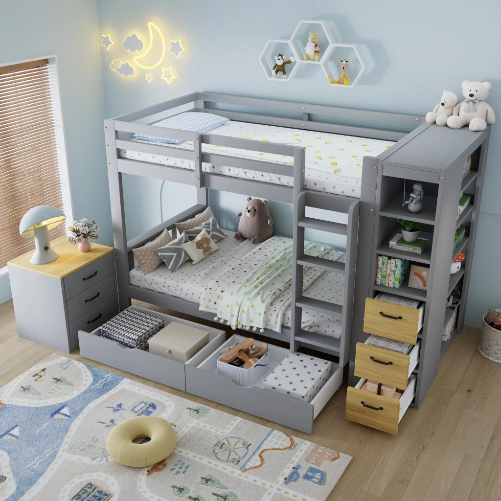 letto a castello in legno grigio chiaro 102.5 x 239 cm