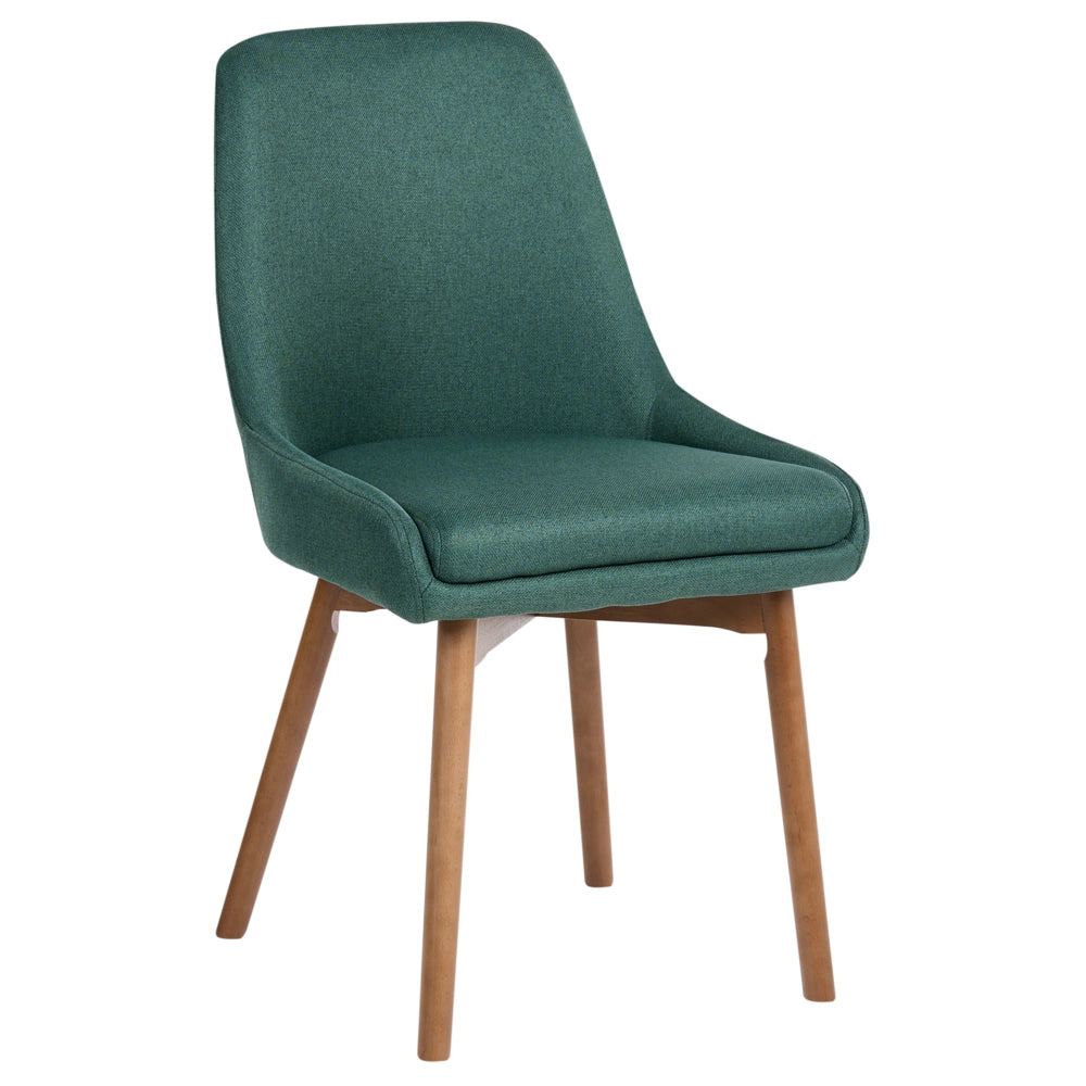 Set di 2 sedie Tessuto in poliestere verde Gambe in legno massello scuro Sedile spesso imbottito
