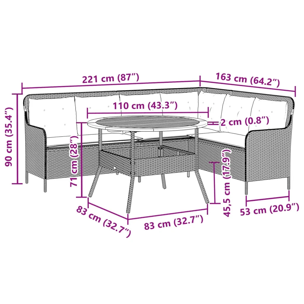 Set Divani da Giardino 2 pz con Cuscini in Polyrattan Nero