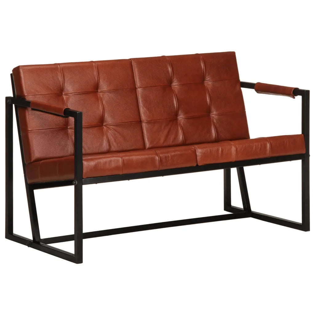 Divano a 2 Posti Marrone in Vera Pelle di Capra cod mxl 60433