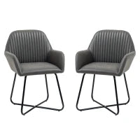 Set 2 Sedie Moderne per Sala da Pranzo, Cucina o Soggiorno, Sedie Imbottite in Similpelle Grigia 60x56.5x85cm