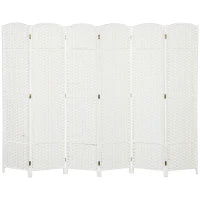 Separatore di ambienti a 6 pezzi, Schermo divisorio pieghevole, Divisore di spazio per soggiorno, camera da letto, ufficio domestico, Bianco