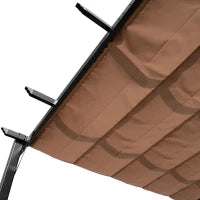 Gazebo Pergola da Giardino 3x4m con Telo in Poliestere e Struttura in Alluminio, Grigio e Marrone