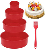 Set di Forme per Cucina in Silicone - 4 Pezzi Forme Ronde Antiaderenti per Torta e Pane (4/6/8/10 pollici)