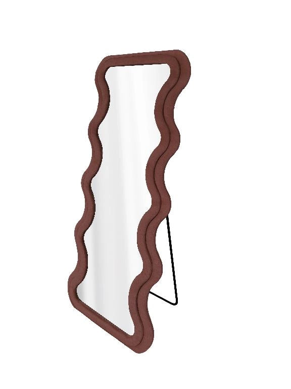 Specchio Arredamento Casa con Cornice in Velluto Marrone 66 x 160 cm