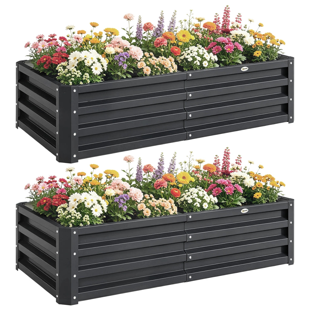 Set 2 Fioriere Rialzate Rettangolari ¨C Xylo ¨C Acciaio Ondulato Grigio 120x60x30,5cm
