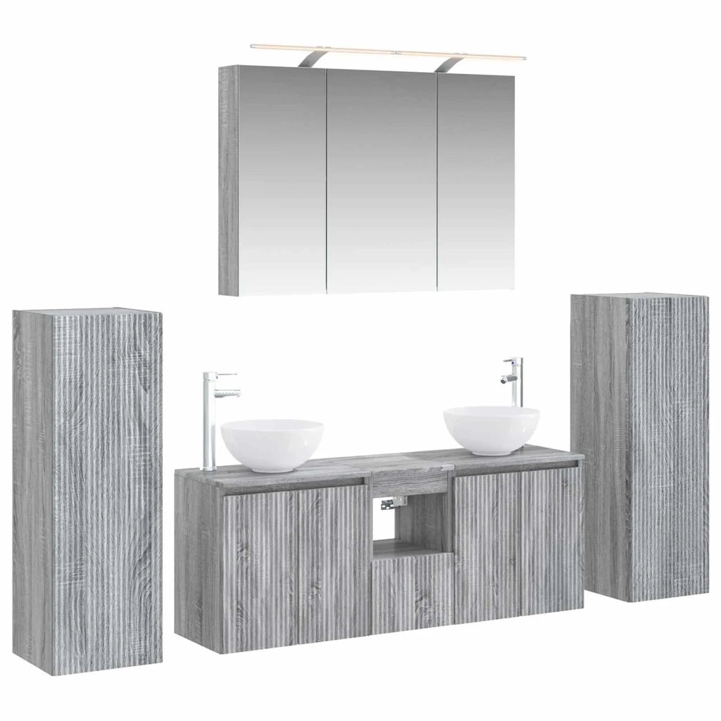 Set di mobili per il bagno 6 pcs Sonoma grigio 3407148
