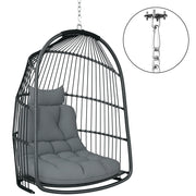 Poltrona a dondolo sospesa con cuscino ¨C Minimal ¨C Polyrattan grigio scuro pieghevole