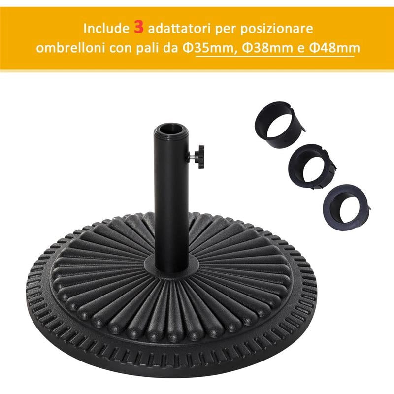 BASE PER OMBRELLONE ROTONDA DA 15 KG IN RESINA PER PALI DA 38MM E 48MM BRONZO