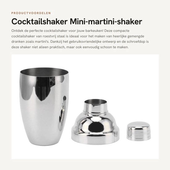 Shaker per cocktail mini per martini - Fatto di acciaio inossidabile - Resistente al lavastoviglie - Shaker per bar per cocktail e drink misti - Adatto per cocktail e drink misti...