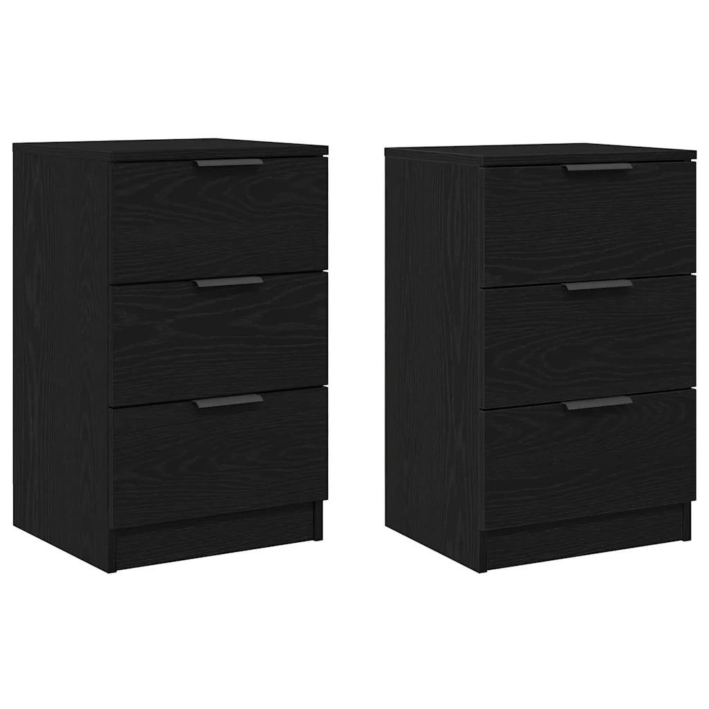 Set di 2 Comodini | Armadio da Notte | Mobiletto da notte con cassetto Rovere Nero 40 x 65 x 65 cm