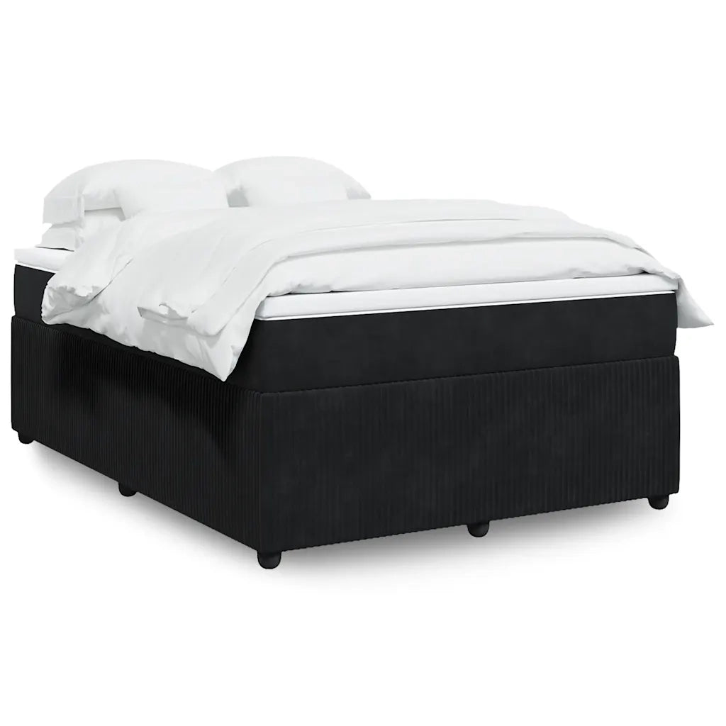 vidaXL Giroletto a Molle con Materasso Nero 160x200 cm in Velluto