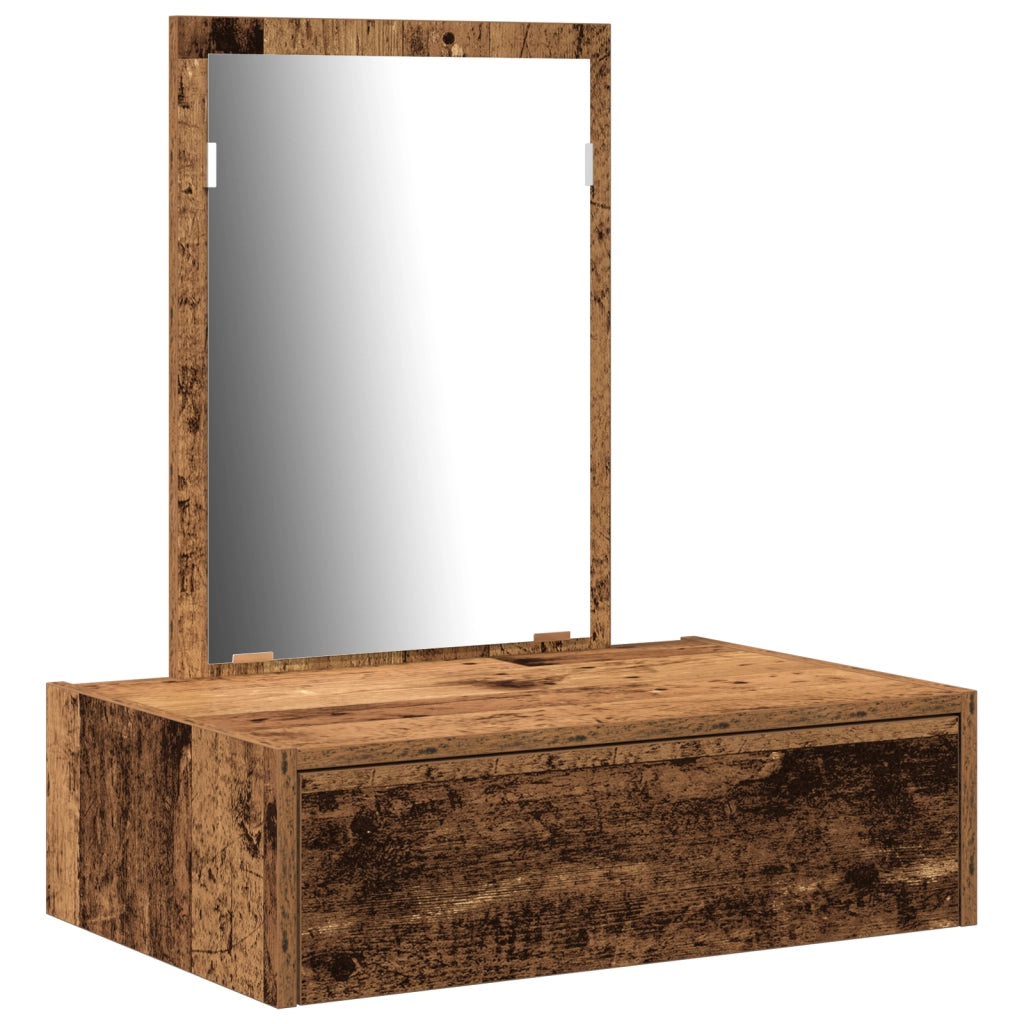 Tavolo da toeletta a muro in legno invecchiato 60x40x70 cm