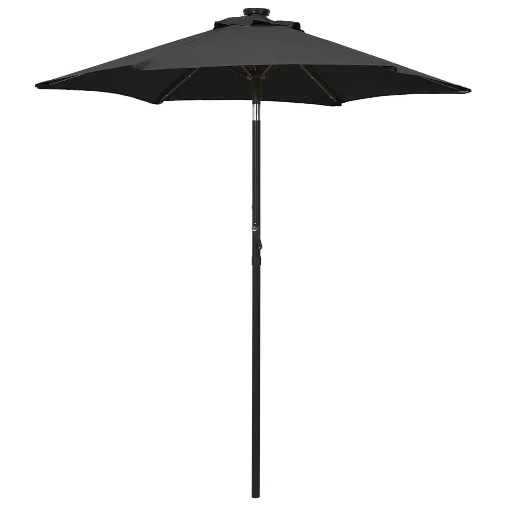 Ombrellone con luci a LED 200 x 211 cm alluminio nero 02_0008091