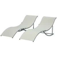 Set 2 Sdraio da Giardino Pieghevoli, Lettino Prendisole in Alluminio e Textilene, 61x165x63 cm
