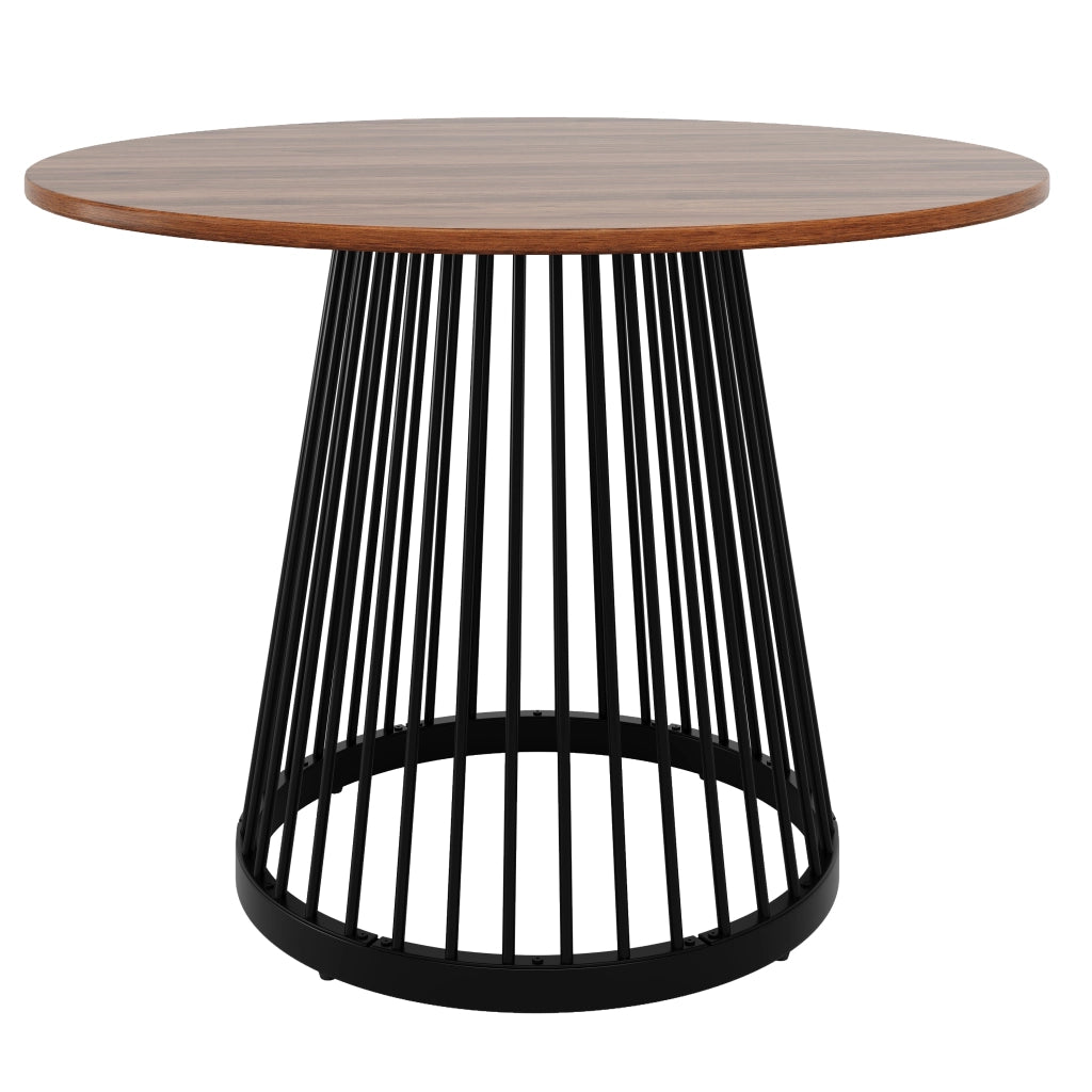 Tavolo da pranzo rotondo in MDF e metallo con gambe regolabili per cucina e soggiorno nero noce 80 × 80 × 76 cm