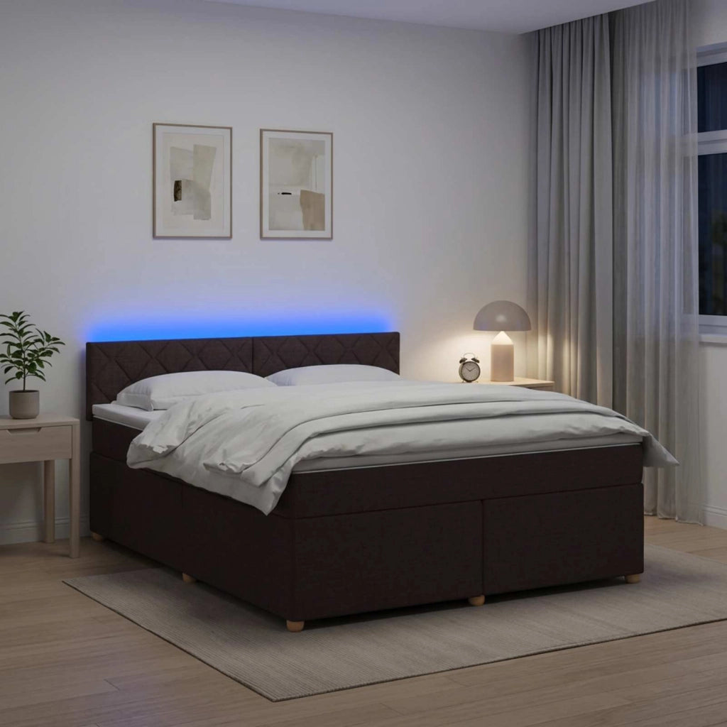 Letto box spring con materasso Marrone Scuro 180 x 200 cm 3452488