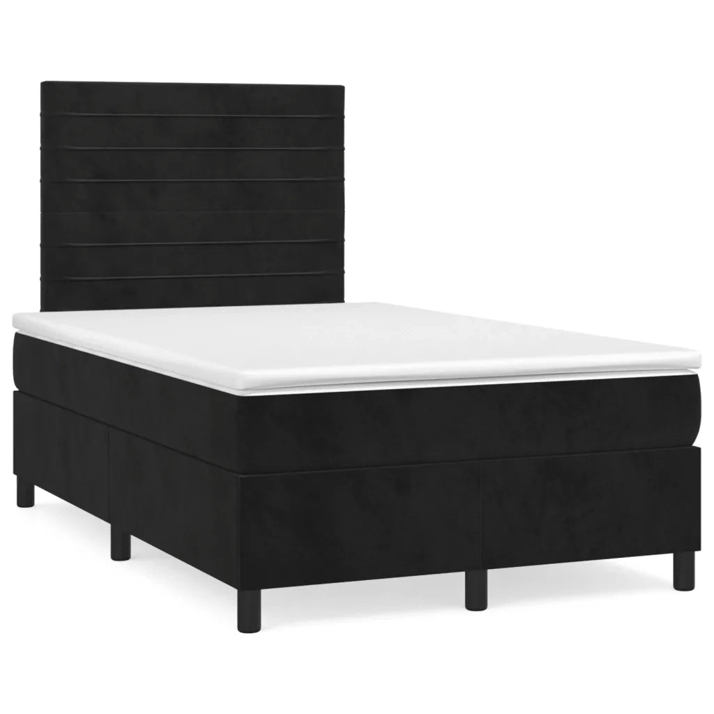 Giroletto a Molle con Materasso Nero 120x200 cm in Velluto
