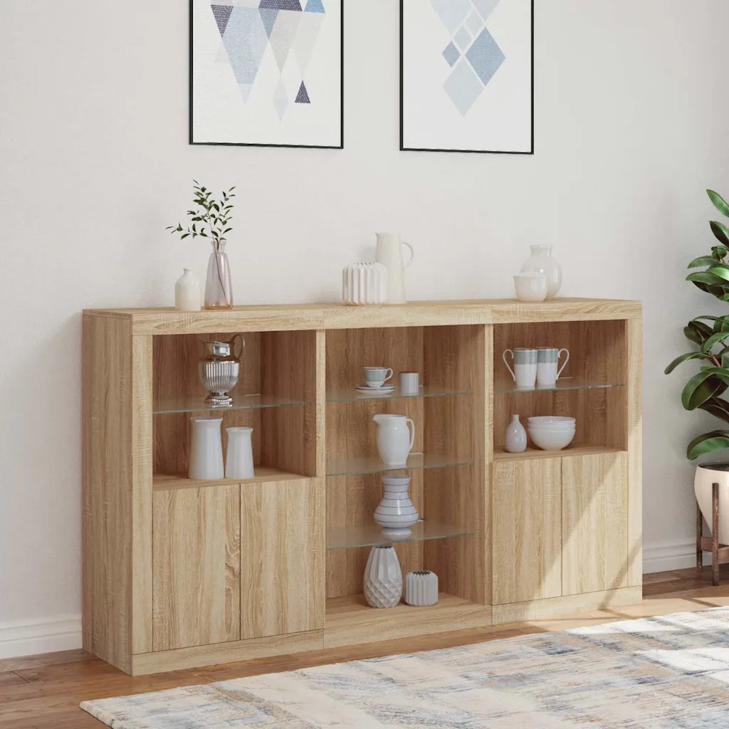 Credenza con Luci LED Rovere Sonoma 181,5x37x100 cm 3209179
