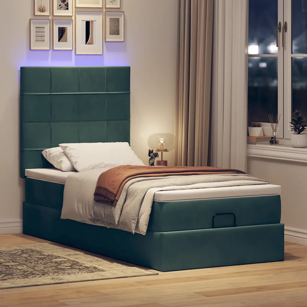 vidaXL Struttura Letto Pouf con Materassi 90x200 cm in Velluto