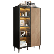 Vetrina con 2 ante; 8 vani e LED RGB - per soggiorno - in MDF - 90x40x135 cm - nero