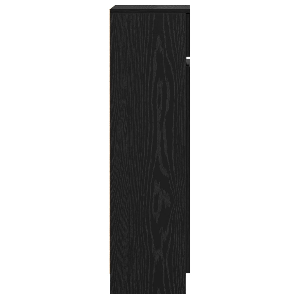 Mobile per scarpe Rovere Nero 100.5x28x100 cm Legno ingegnerizzato