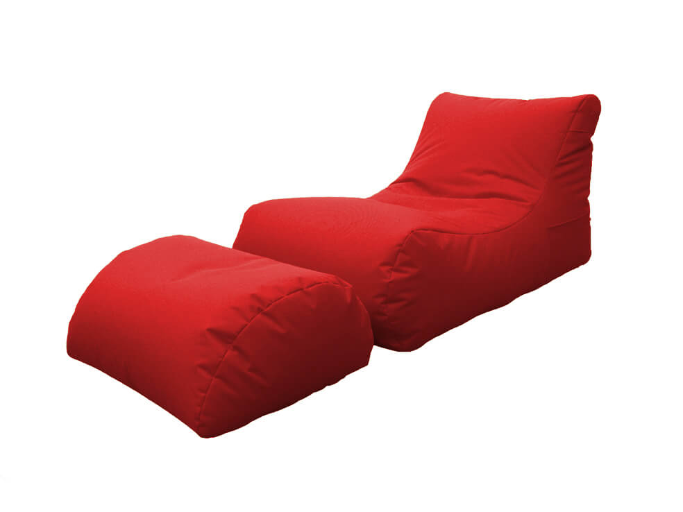 Poltrona Pouf Chaise Longue con Poggiapiedi in Poliestere Rossa Avalli
