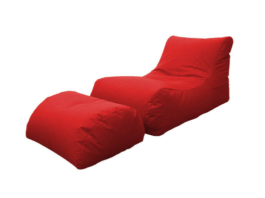 Poltrona Pouf Chaise Longue con Poggiapiedi in Poliestere Rossa Avalli