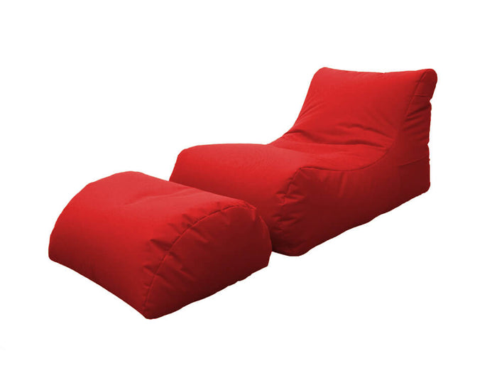Poltrona Pouf Chaise Longue con Poggiapiedi in Poliestere Rossa Avalli
