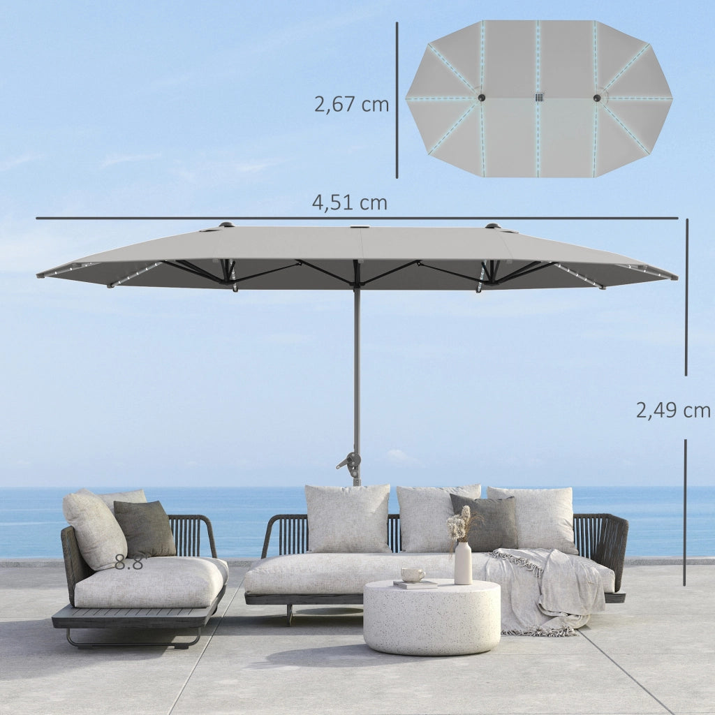 Ombrellone Doppio con Luci Solari ¨C zephmum ¨C Alluminio Polyester UPF50+ Antracite
