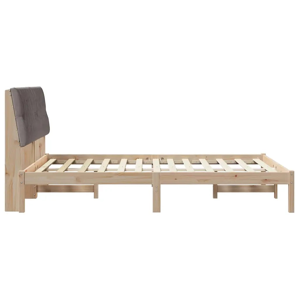 Letto con Testiera Rivestita con testiera Marrone 135 x 190 cm