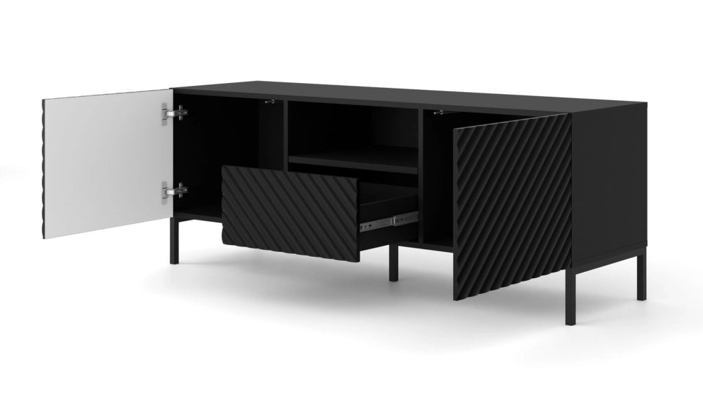 PORTA TV SURF 150 2D1S NERO OPACO GAMBE NERE