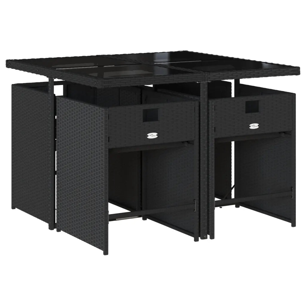 Set da Pranzo da Giardino 5 pz Nero con Cuscini in Polyrattan 3277842