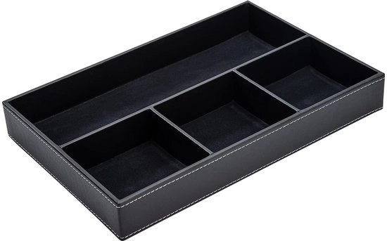 Cassetto di appoggio per scrivania e comodino per uomini, contenitore per oggetti vari, portachiavi, cellulare, portafoglio, monete e gioielli (nero)