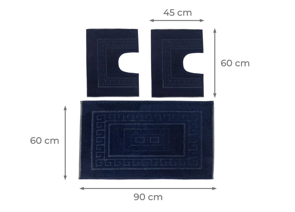 Tappeto Da Bagno Disegno Torino Colore Blu Notte - Par 3Pezzi - Blu Notte