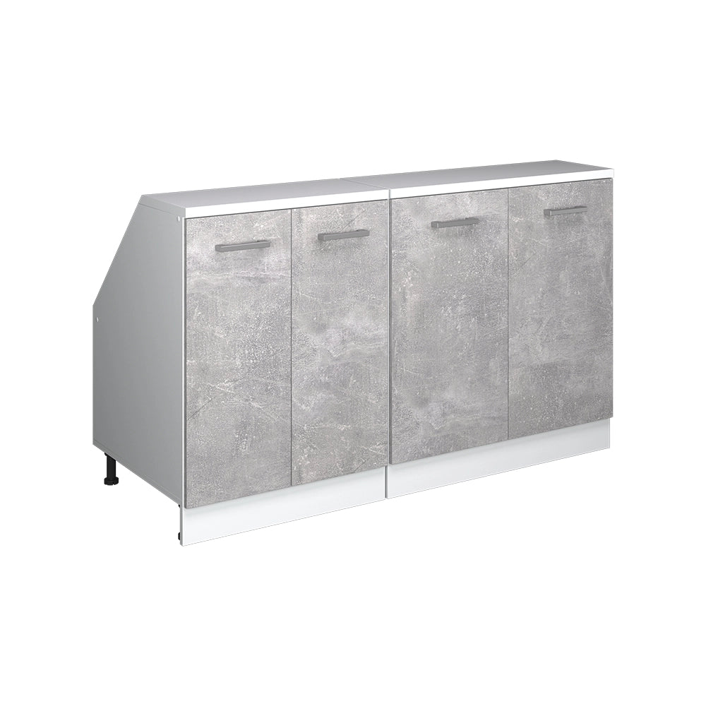 Set di mobili sottotetto Rion Calcestruzzo/Bianco 140 cm Set di 2 carcasse armadio profondità 60 cm Vicco